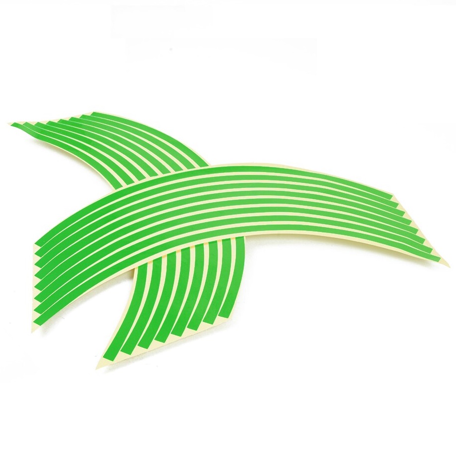 Set 16 inele din autocolant pentru jante culoare Verde Lucios FAVLine Selection