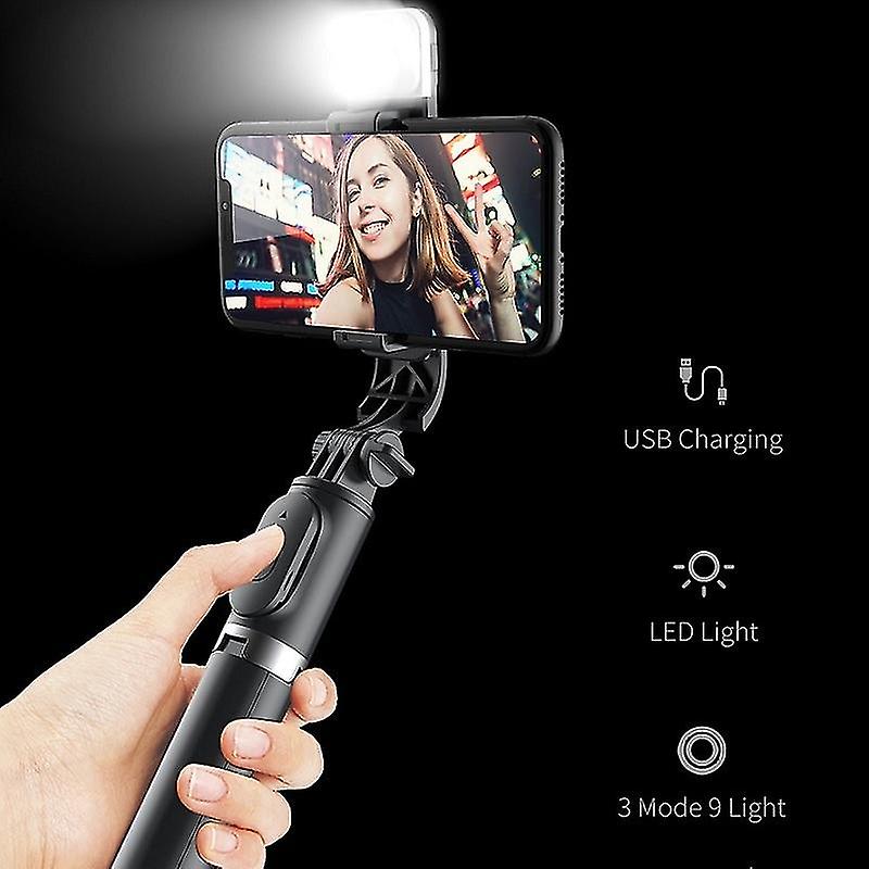 Set 3in1, Selfie Stick cu Lampa LED si Trepied, conectare Bluetooth, alimentare USB FAVLine Selection