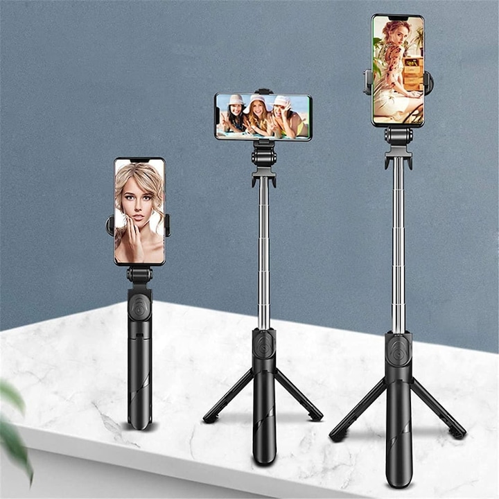Set 3in1, Selfie Stick cu Lampa LED si Trepied, conectare Bluetooth, alimentare USB FAVLine Selection