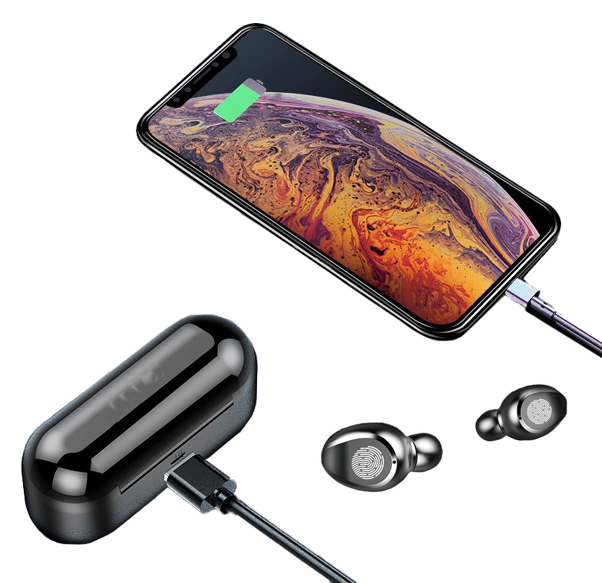 Casti fara fir TWS Ear Drops cu statie de andocare/incarcare FAVLine Selection