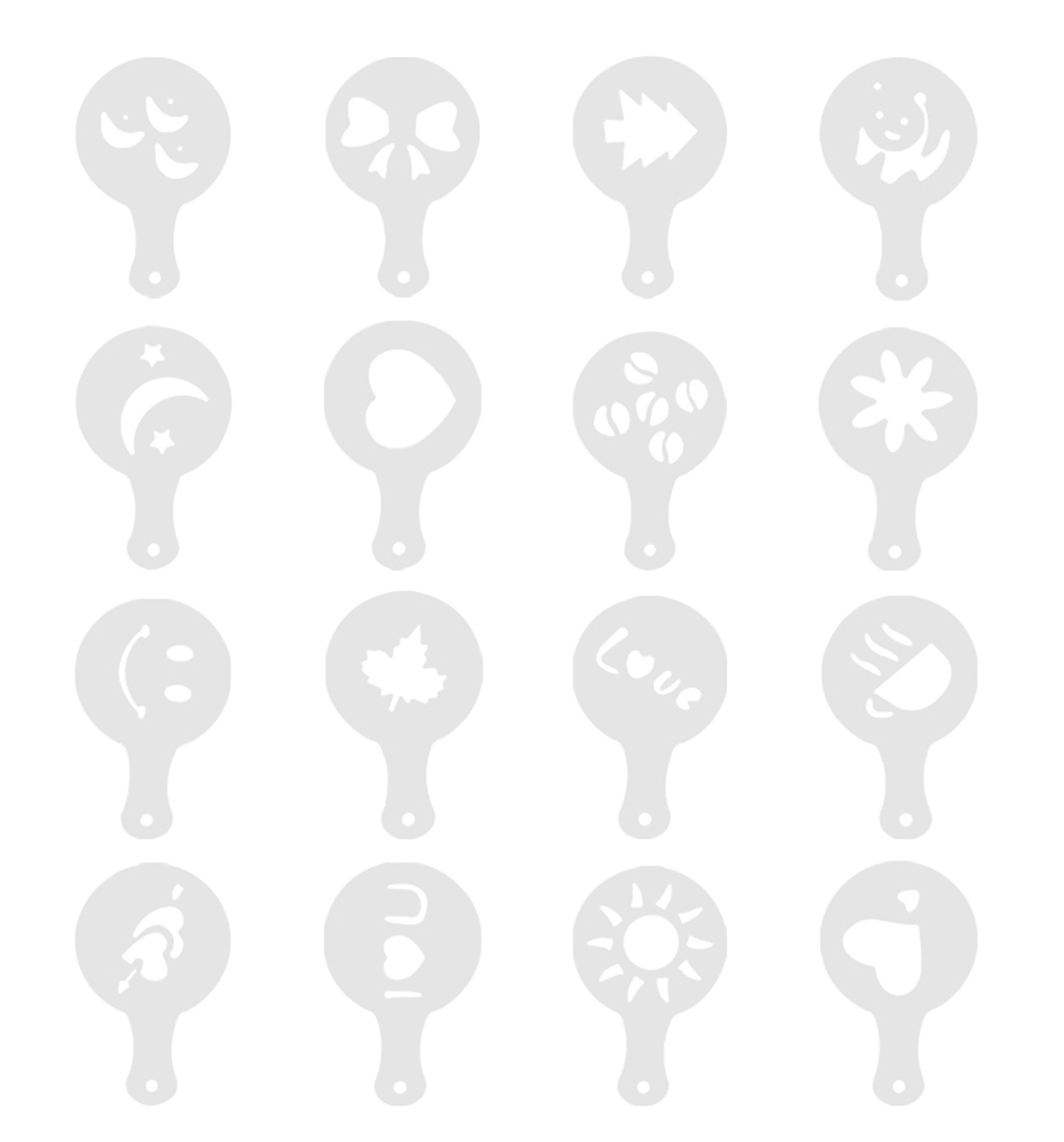 Set 16 sabloane reutilizabile pentru ornarea desertului sau a cafelei FAVLine Selection