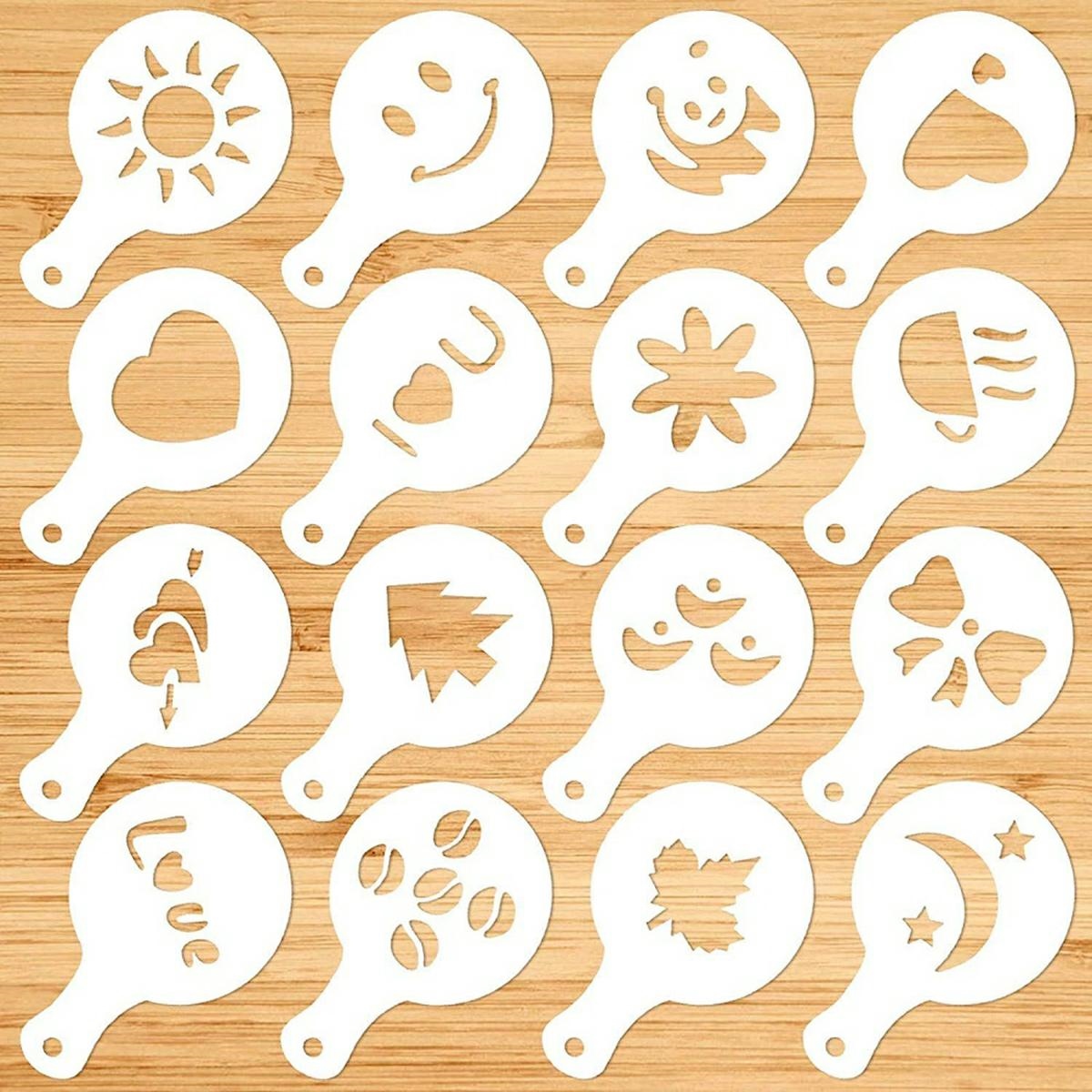 Set 16 sabloane reutilizabile pentru ornarea desertului sau a cafelei FAVLine Selection