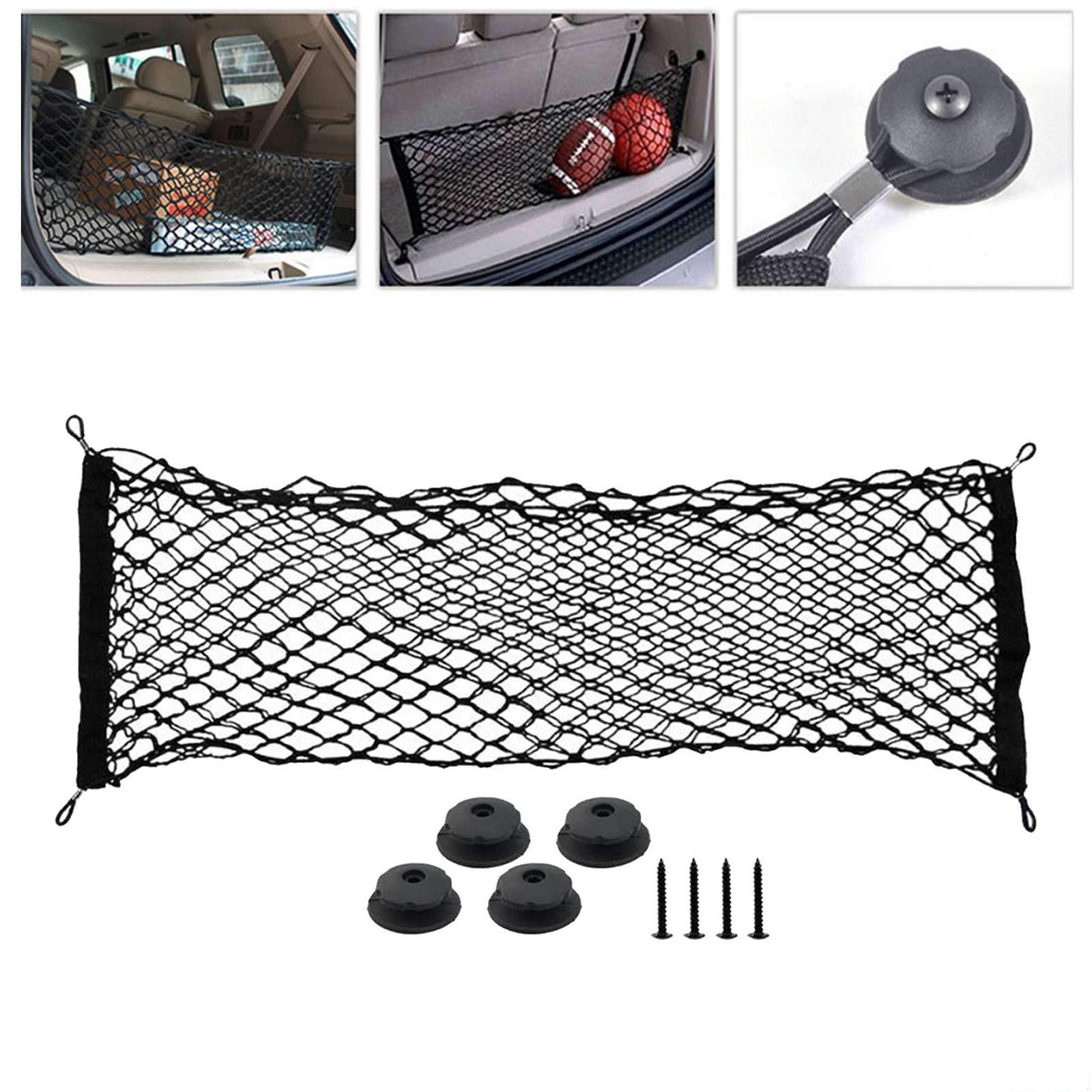 Plasa de bagaje elastica cu buzunar si suporti de montaj, dimensiune 100 x 40 cm FAVLine Selection