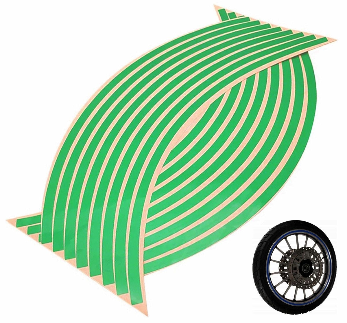 Set 16 ornamente Reflectorizante pentru jante auto, moto, culoare Verde FAVLine Selection