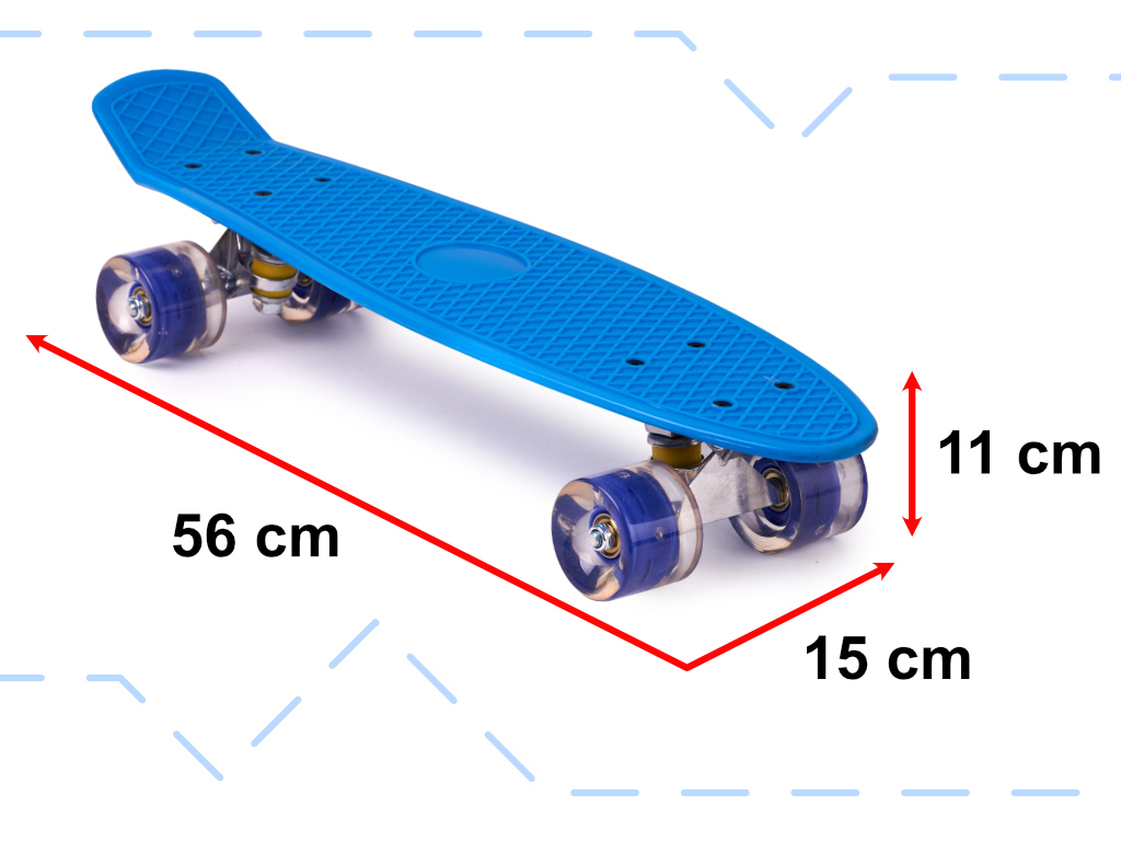 Skateboard Penny Board pentru copii cu roti din cauciuc, iluminate LED, culoare Albastra FAVLine Selection