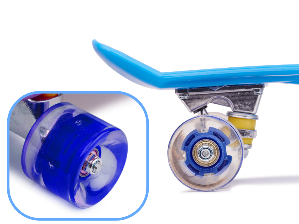 Skateboard Penny Board pentru copii cu roti din cauciuc, iluminate LED, culoare Albastra FAVLine Selection