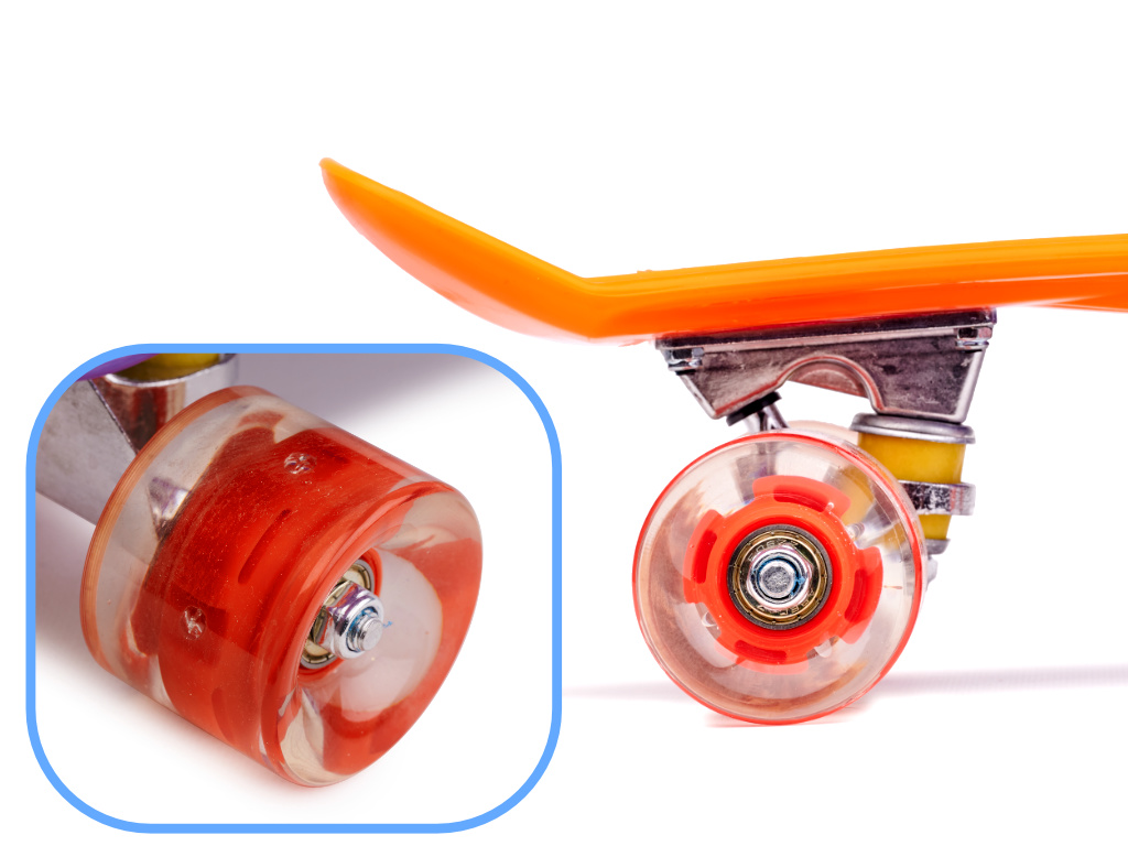 Skateboard Penny Board pentru copii cu roti din cauciuc, iluminate LED, culoare Orange FAVLine Selection