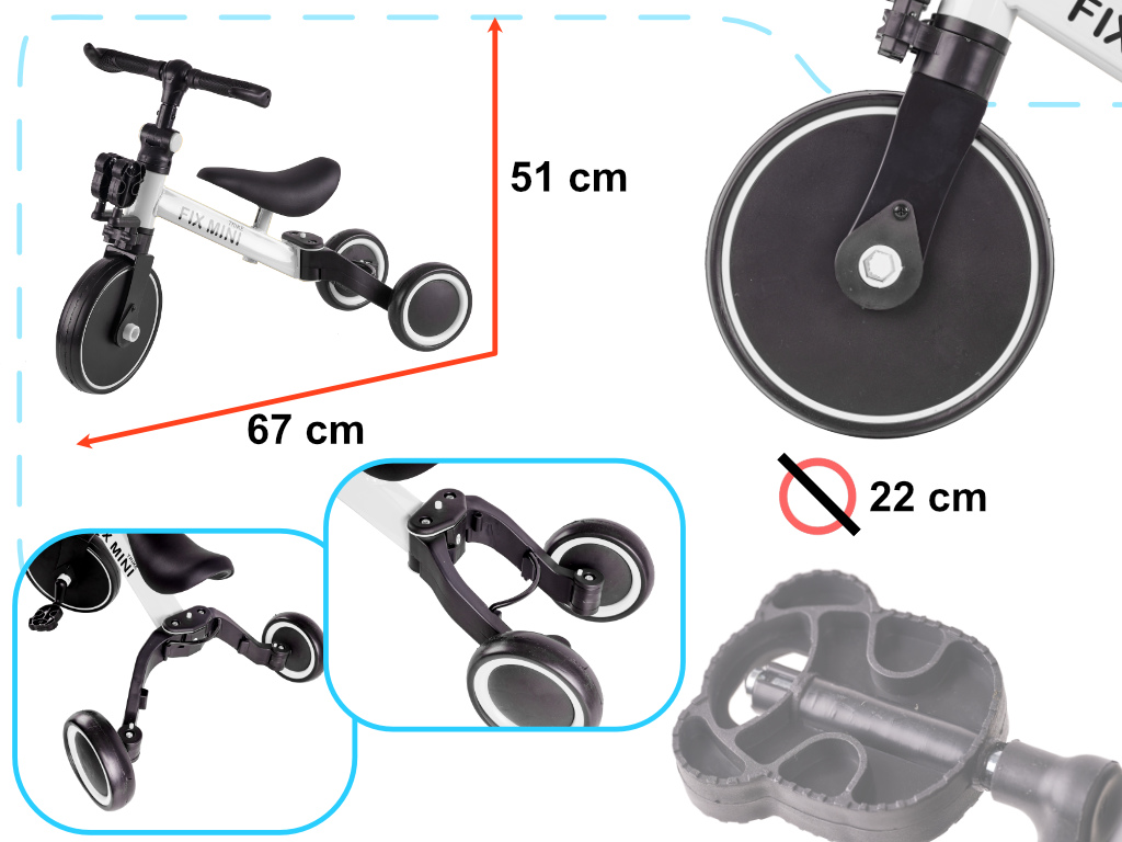 Tricicleta TRIKE FIX MINI, 3in1 adaptabila, culoare Alba FAVLine Selection