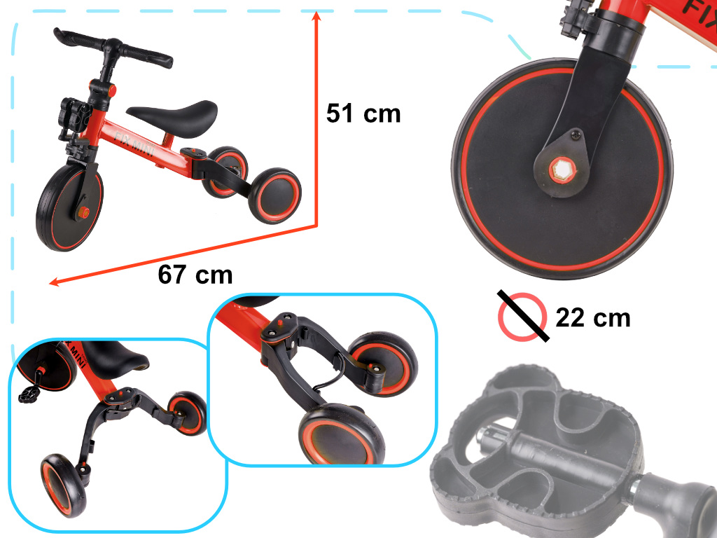 Tricicleta TRIKE FIX MINI, 3in1 adaptabila, culoare Rosie FAVLine Selection