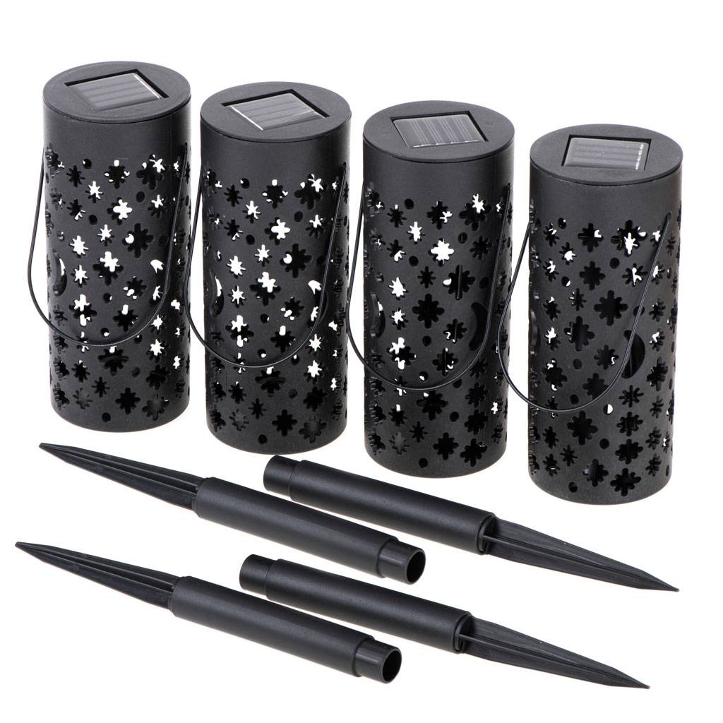 Set 4 lampi solare de gradina cu picior si agatatoare tip