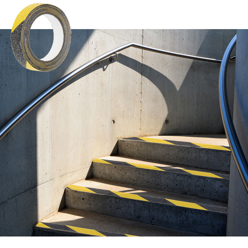 Banda de protectie Anti-Alunecare, autoadeziva, culoare Negru-Galben, dimensiune 5m x 2,5cm FAVLine Selection