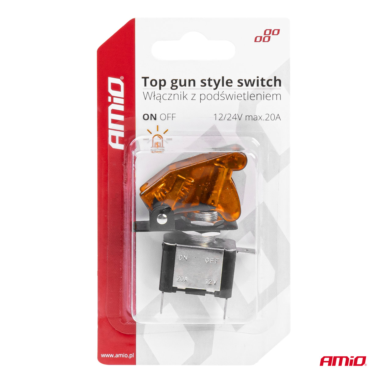 Comutator iluminat (intrerupator) cu protectie, destinatie auto, moto, ATV, SSV, Off-Road, model