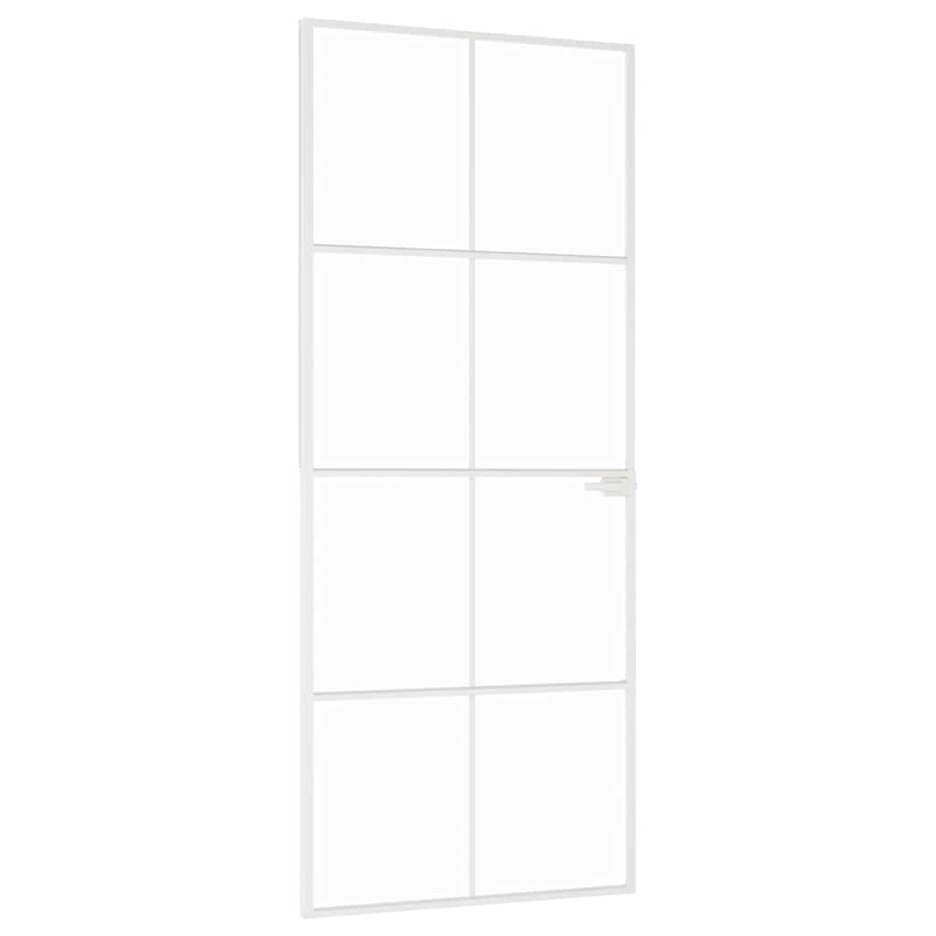 Ușă de interior alb 83x201,5 cm sticlă securiz. / aluminiu slim GartenMobel Dekor