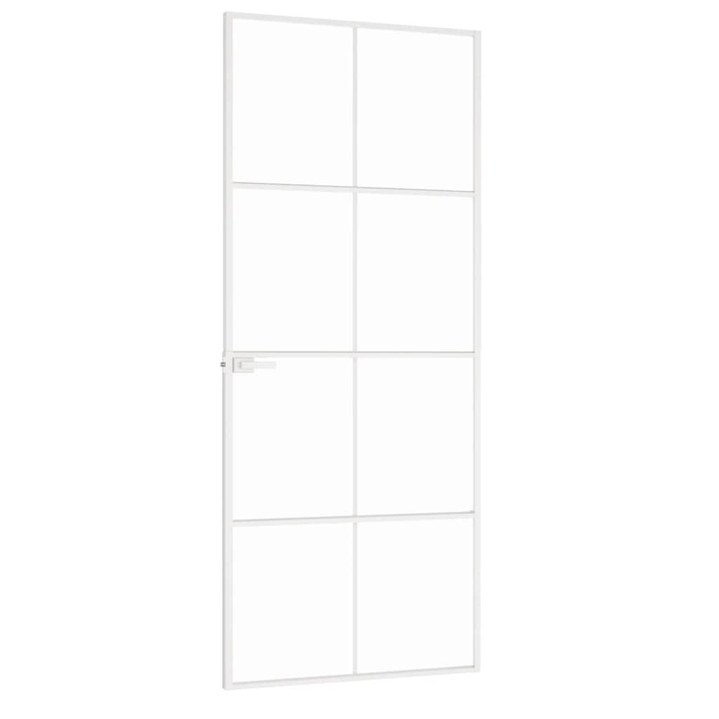 Ușă de interior alb 83x201,5 cm sticlă securiz. / aluminiu slim GartenMobel Dekor