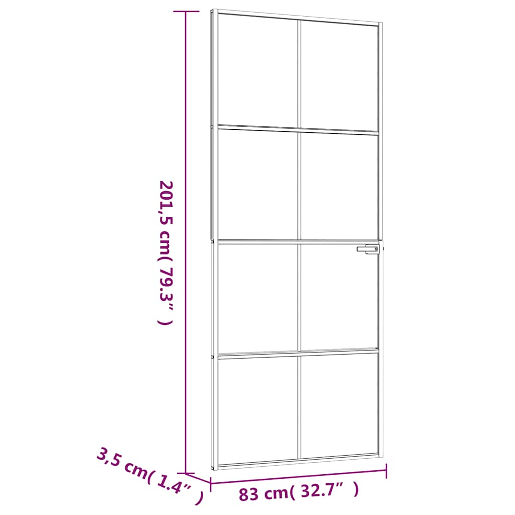 Ușă de interior alb 83x201,5 cm sticlă securiz. / aluminiu slim GartenMobel Dekor