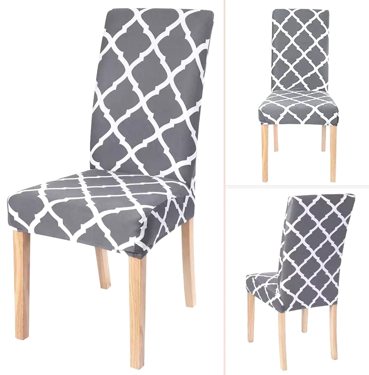 Husa universala pentru scaune clasice, model ROMB, culoare GRI + ALB FAVLine Selection