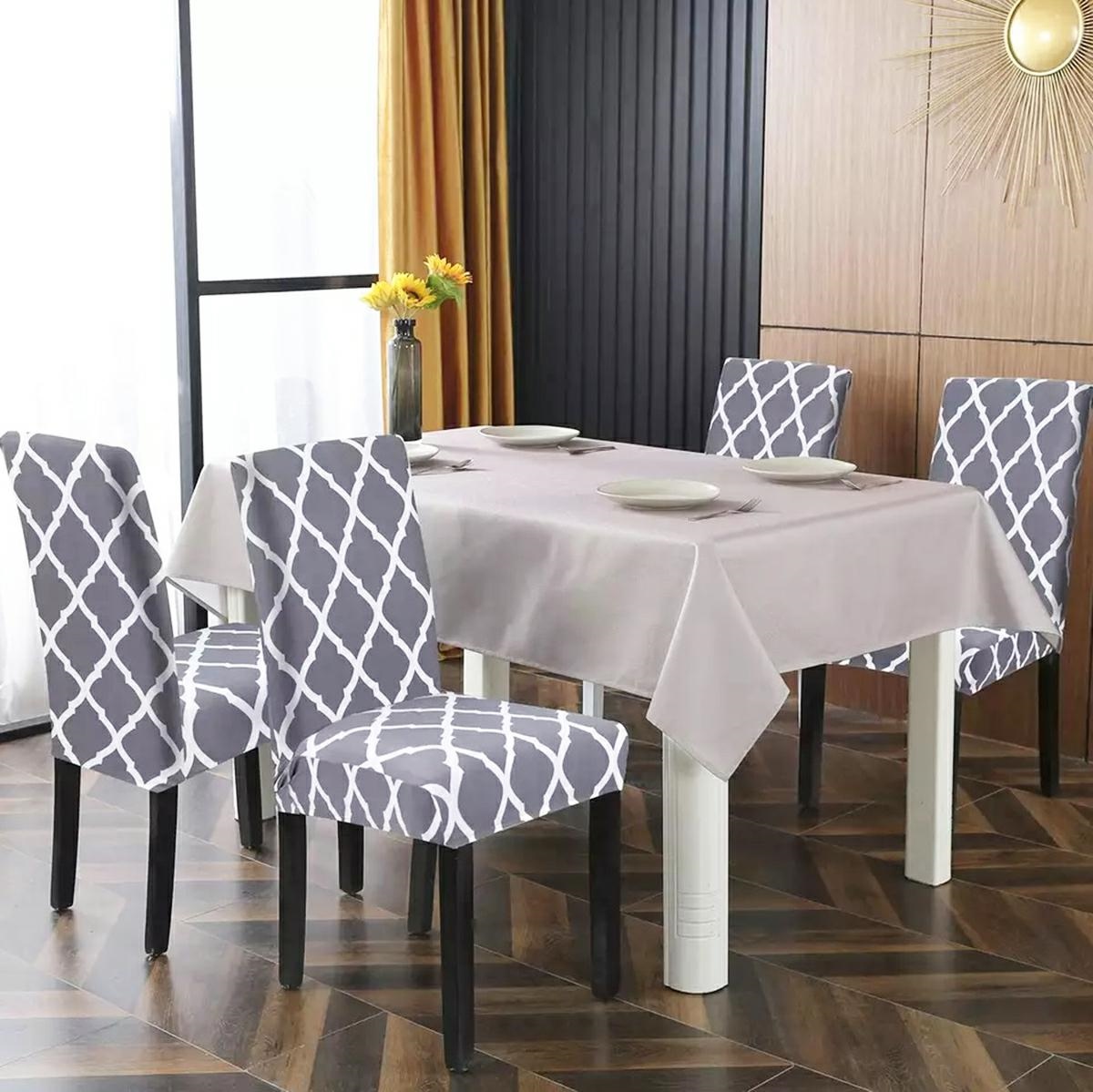 Husa universala pentru scaune clasice, model ROMB, culoare GRI + ALB FAVLine Selection