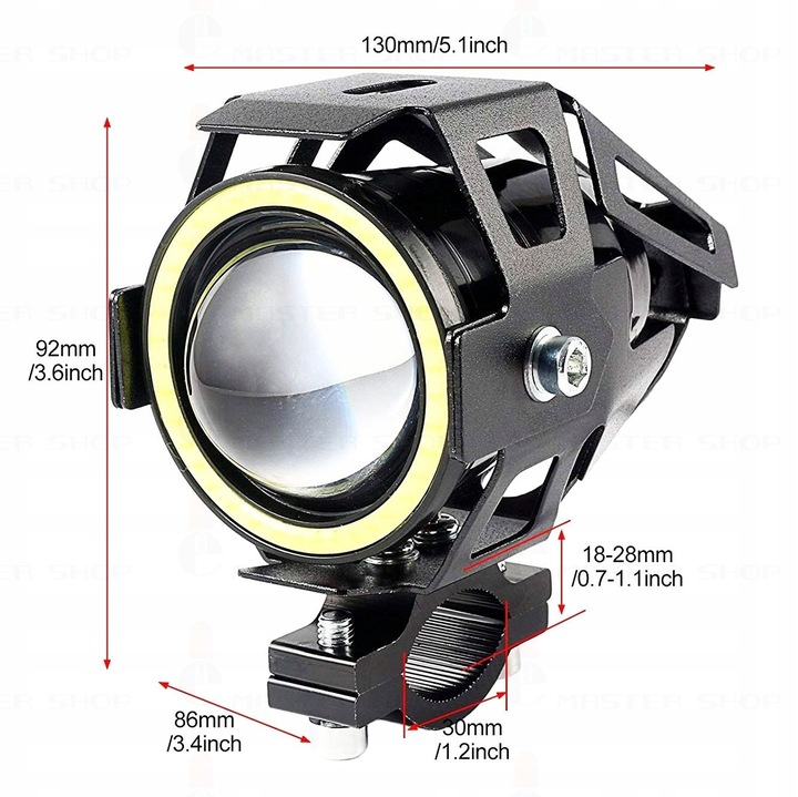 Proiector LED cu Lupa, Angel Eye ALB si Devil Eye RED, alimentare 12V, pentru Off-Road, ATV, SSV, UTV FAVLine Selection