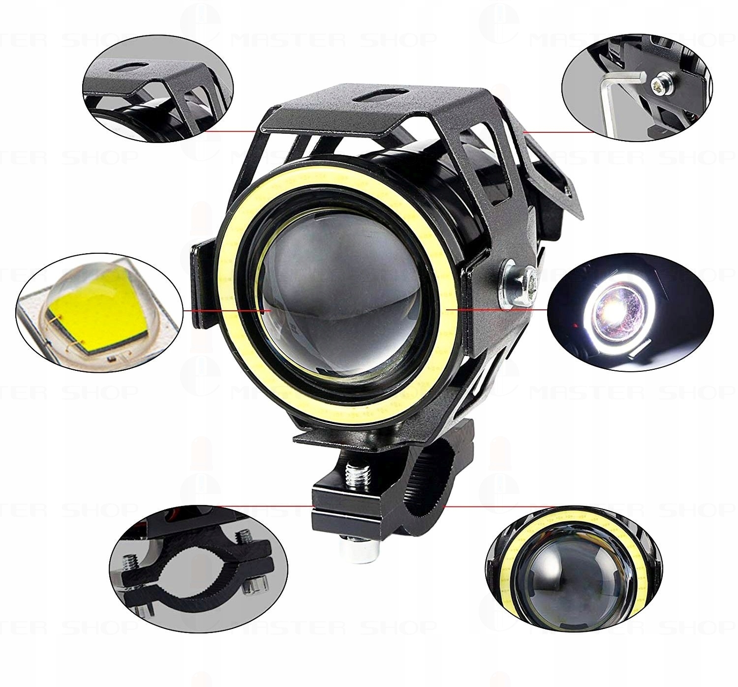 Proiector LED cu Lupa, Angel Eye ALB si Devil Eye RED, alimentare 12V, pentru Off-Road, ATV, SSV, UTV FAVLine Selection