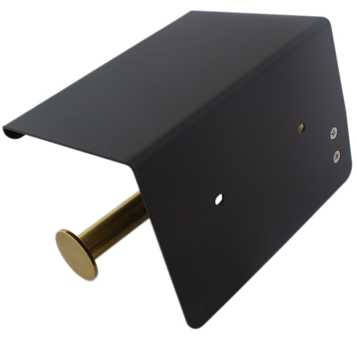 Suport pentru hartie igienica cu raft suplimentar, din otel, culoare neagra cu brat auriu FAVLine Selection