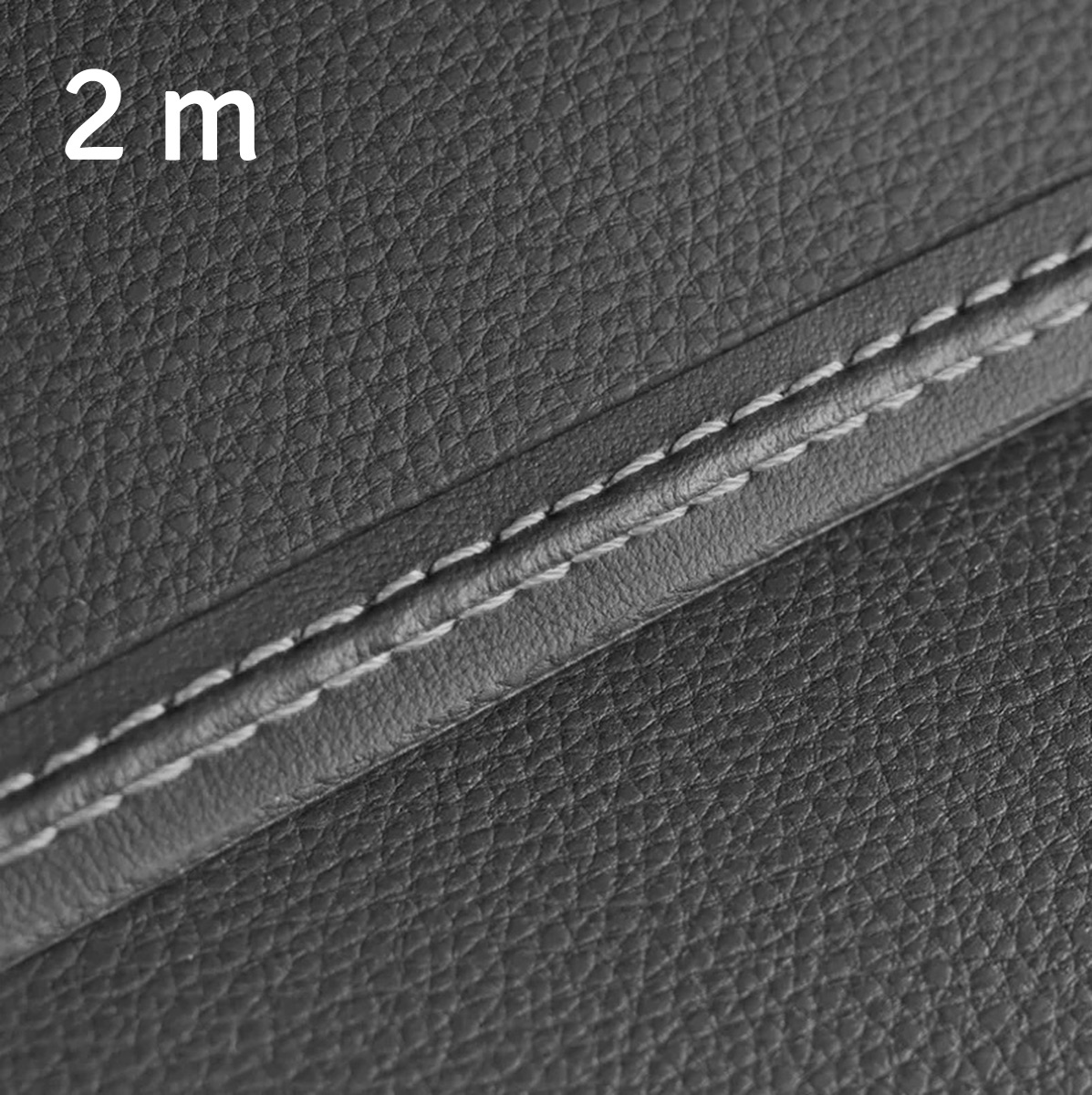 Banda decorativa pentru interiorul vehiculului, lungime 2m, din piele ecologica, culoare Neagra + cusatura Alba FAVLine Selection