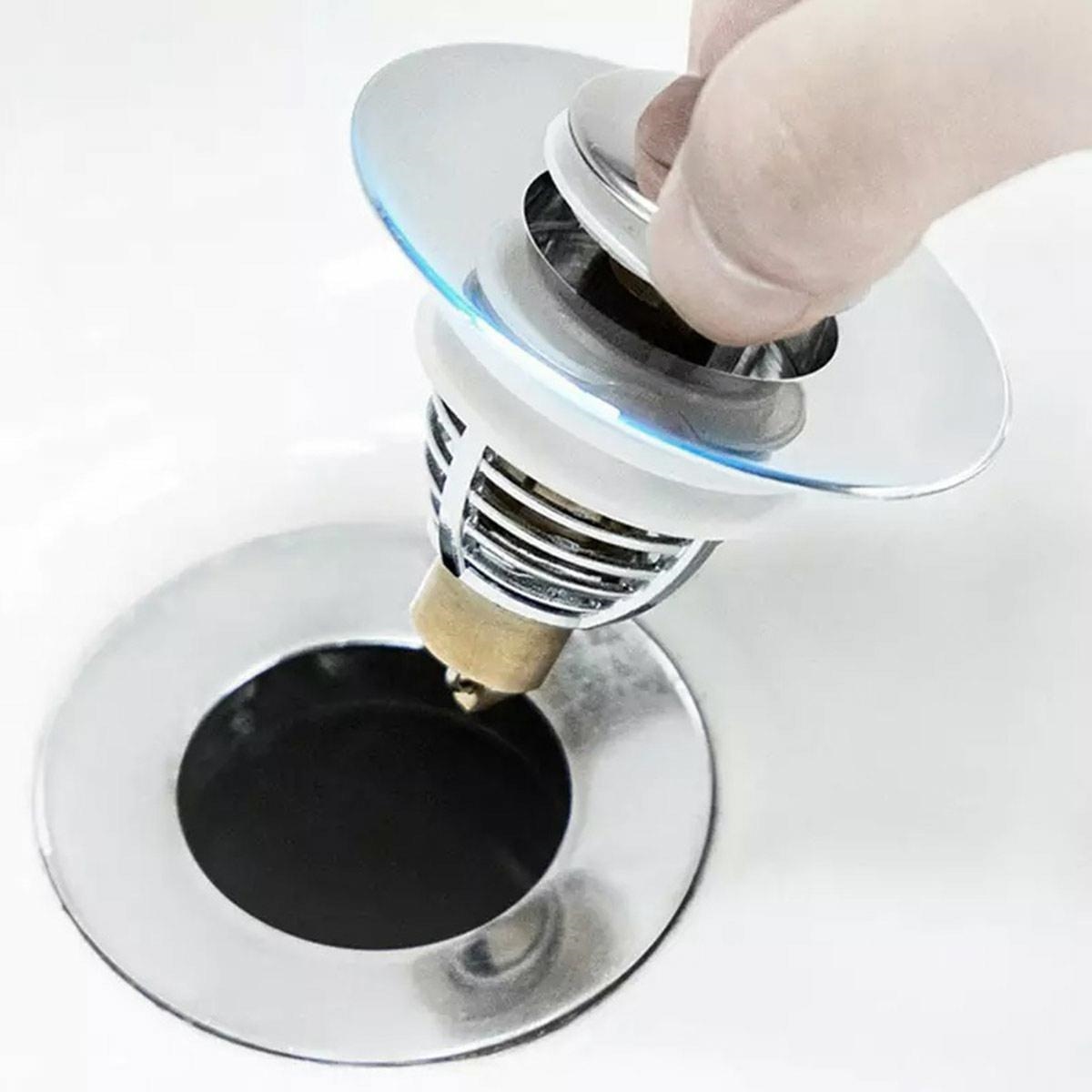 Dop scurgere chiuveta, universal, deschidere cu click, material oțel, diametru exterior 62 mm, culoare Argintiu FAVLine Selection