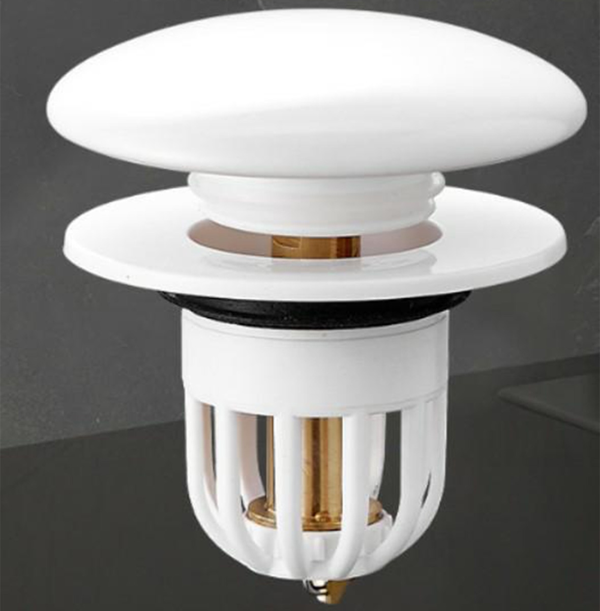 Dop scurgere chiuveta, universal, deschidere cu click, material oțel, diametru exterior 66 mm, culoare Alba FAVLine Selection