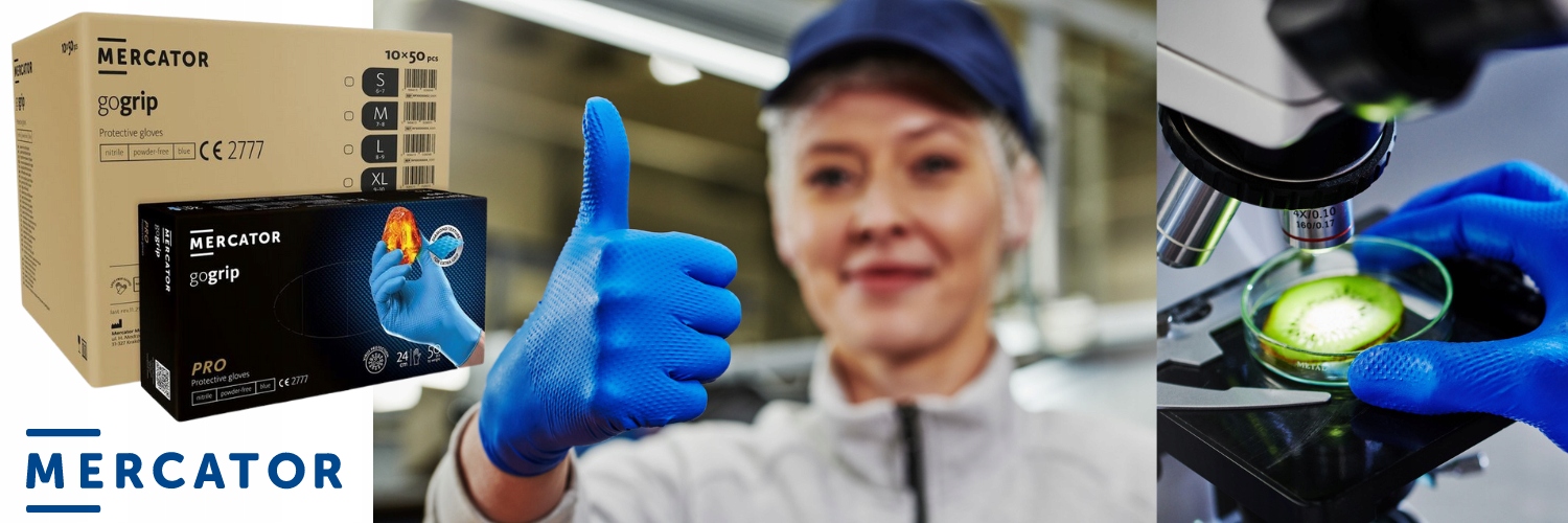 Set 50 manusi de nitril, foarte rezistente, marime XL, culoare albastra FAVLine Selection