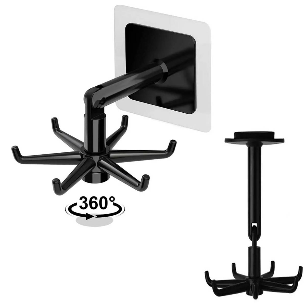 Umeras rotativ de bucatarie cu 6 carlige, material ABS, lungime 11 cm, culoare Negru FAVLine Selection