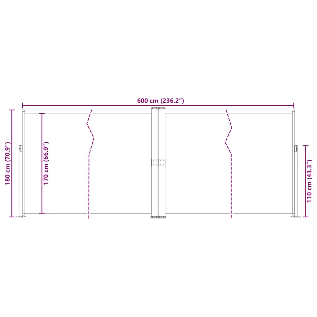 Copertină laterală retractabilă, antracit, 180x600 cm GartenMobel Dekor