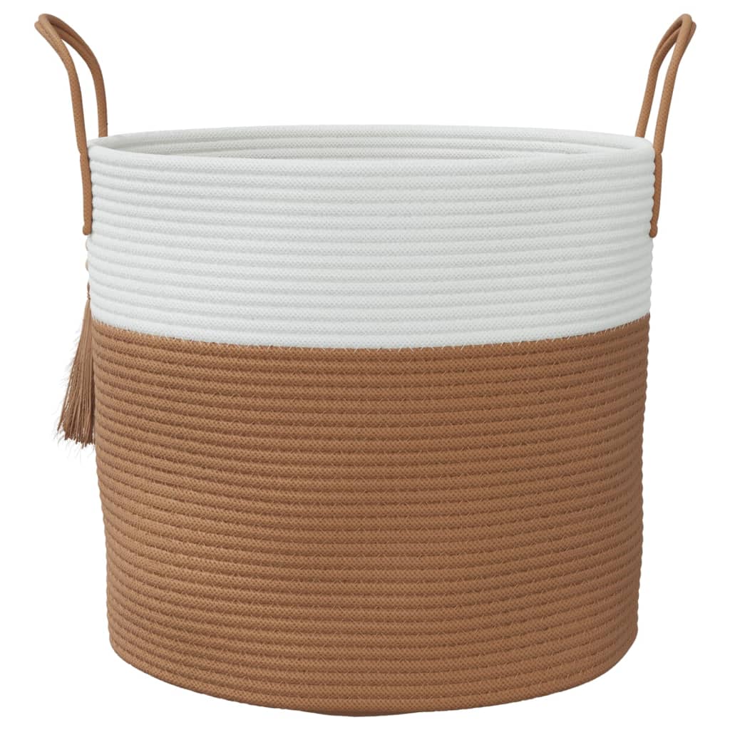 Coș de depozitare, maro și alb, Ø40x35 cm, bumbac GartenMobel Dekor