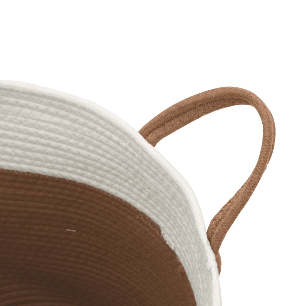 Coș de depozitare, maro și alb, Ø40x35 cm, bumbac GartenMobel Dekor