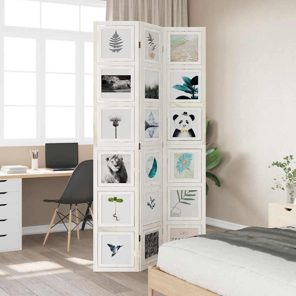 Paravan cameră 3 panouri, alb, lemn masiv paulownia GartenMobel Dekor