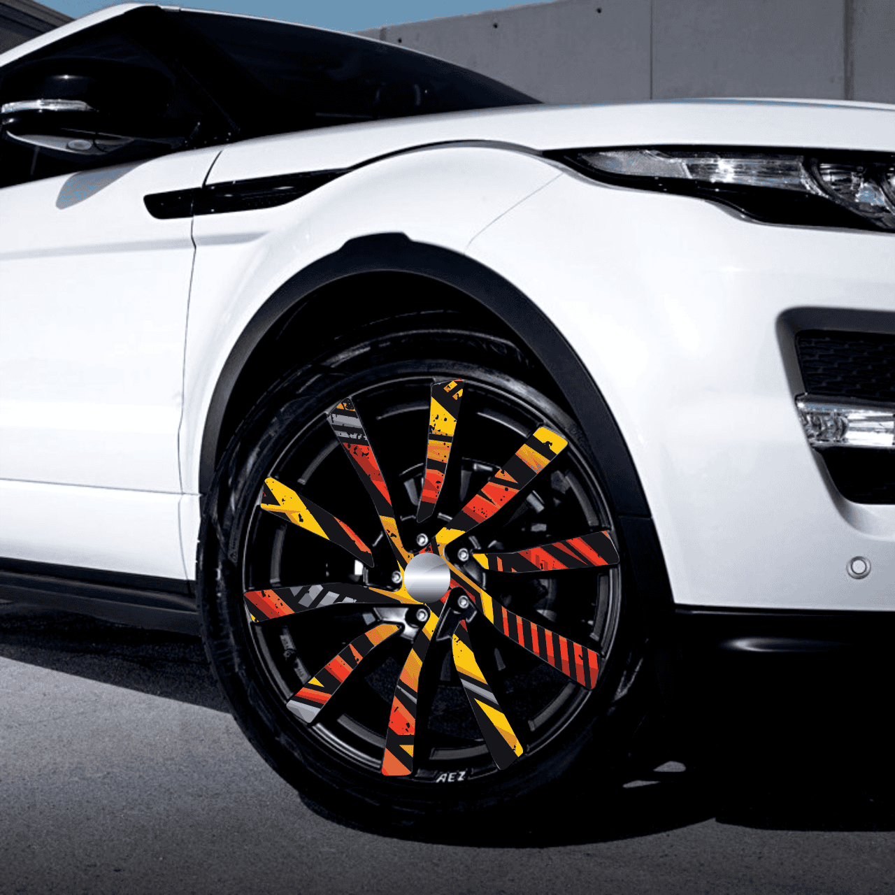 Set 4 Folii Imprimate Outdoor cu EcoSolvent, autoadezive, pentru decorarea jantelor auto, dimetru 60 cm, model FJT-13 FAVLine Selection