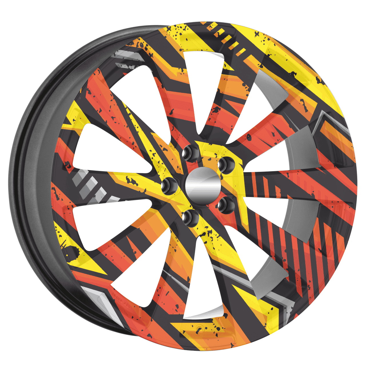 Set 4 Folii Imprimate Outdoor cu EcoSolvent, autoadezive, pentru decorarea jantelor auto, dimetru 60 cm, model FJT-13 FAVLine Selection