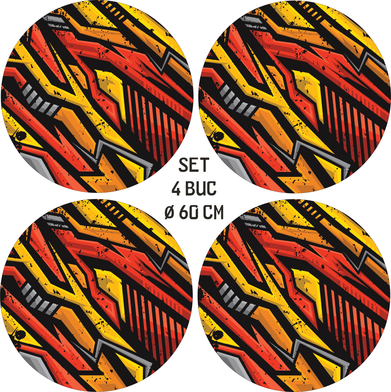 Set 4 Folii Imprimate Outdoor cu EcoSolvent, autoadezive, pentru decorarea jantelor auto, dimetru 60 cm, model FJT-13 FAVLine Selection