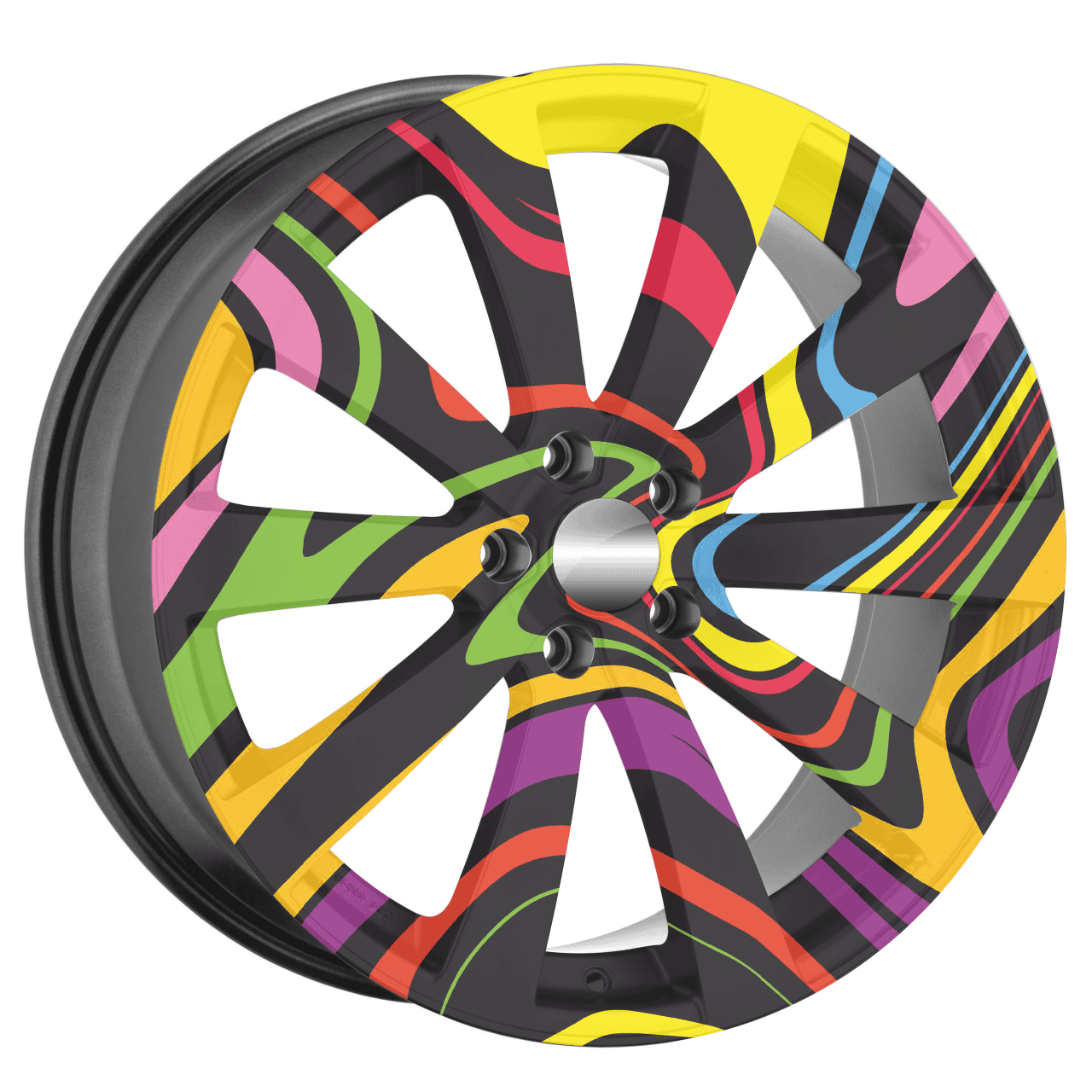 Set 4 Folii Imprimate Outdoor cu EcoSolvent, autoadezive, pentru decorarea jantelor auto, dimetru 60 cm, model FJT-15 FAVLine Selection