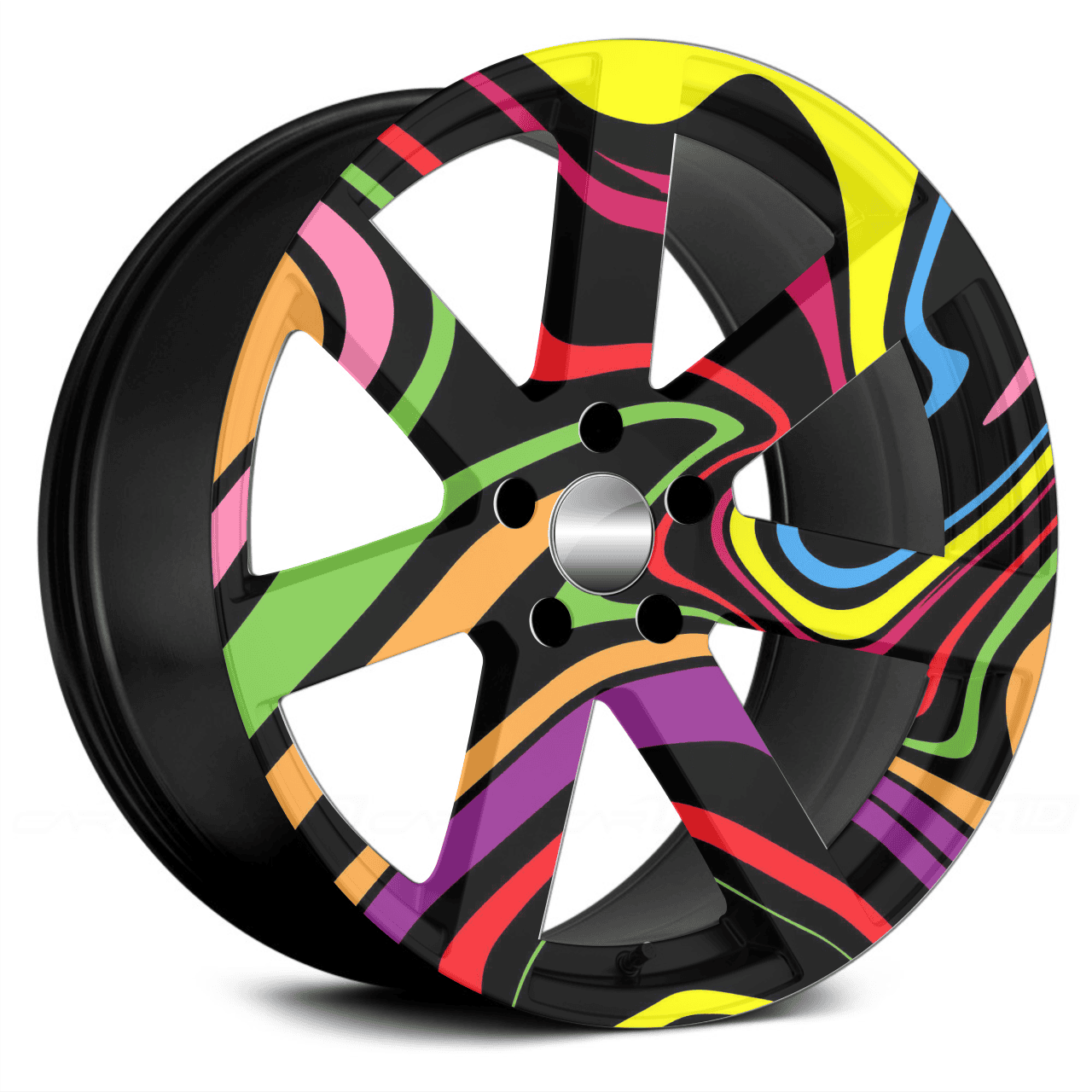 Set 4 Folii Imprimate Outdoor cu EcoSolvent, autoadezive, pentru decorarea jantelor auto, dimetru 60 cm, model FJT-15 FAVLine Selection