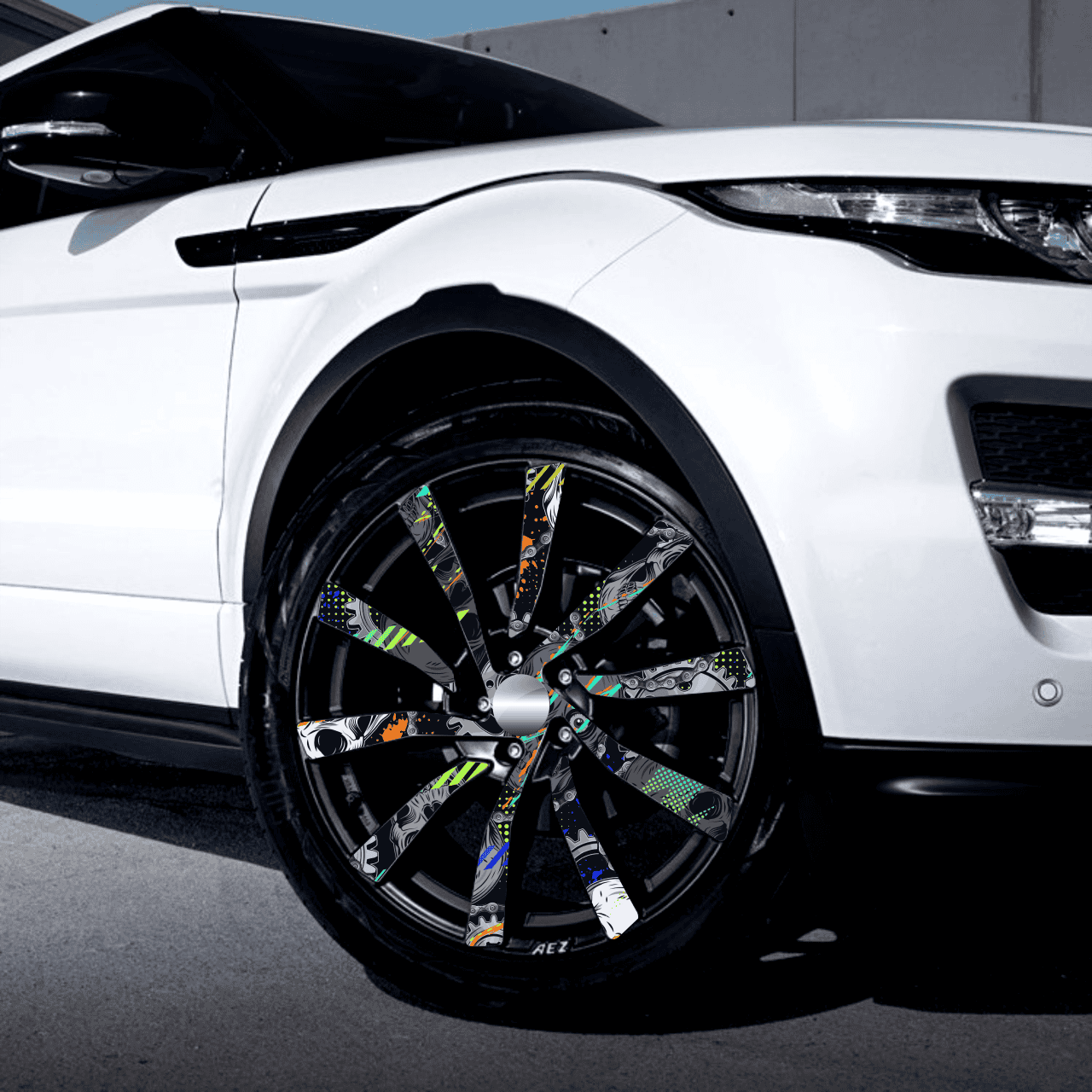 Set 4 Folii Imprimate Outdoor cu EcoSolvent, autoadezive, pentru decorarea jantelor auto, dimetru 60 cm, model FJT-20 FAVLine Selection