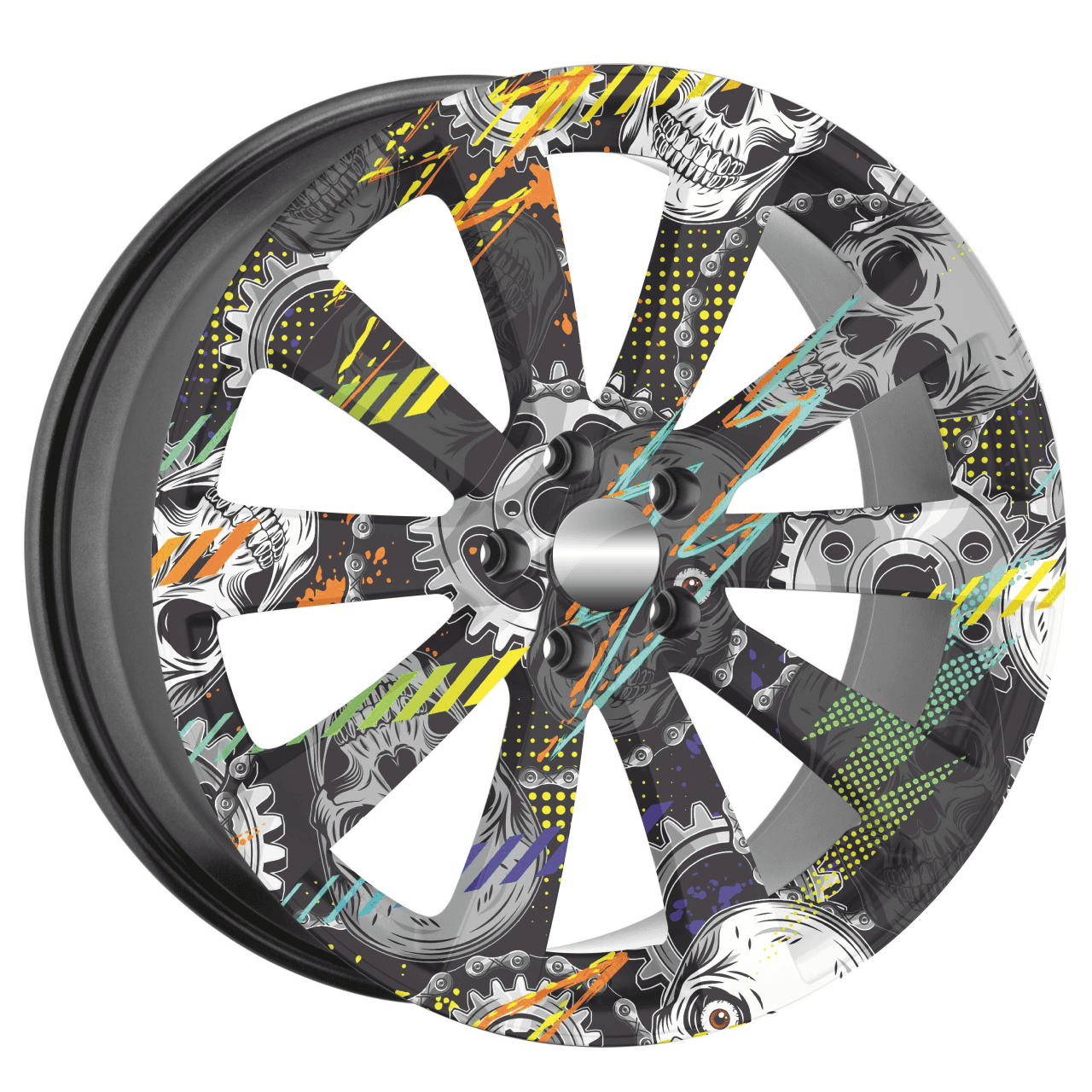 Set 4 Folii Imprimate Outdoor cu EcoSolvent, autoadezive, pentru decorarea jantelor auto, dimetru 60 cm, model FJT-20 FAVLine Selection