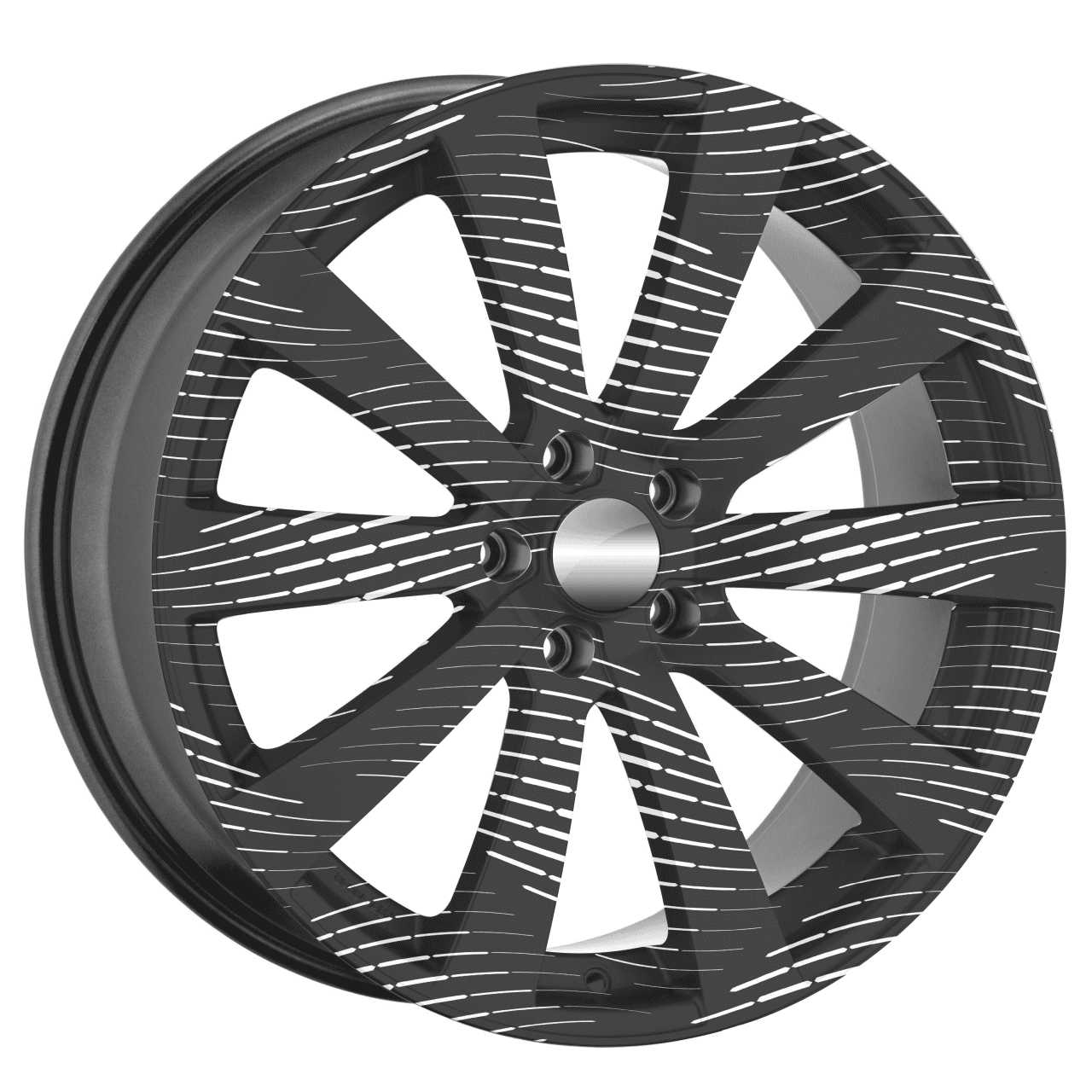 Set 4 Folii Imprimate Outdoor cu EcoSolvent, autoadezive, pentru decorarea jantelor auto, dimetru 60 cm, model FJT-23 FAVLine Selection