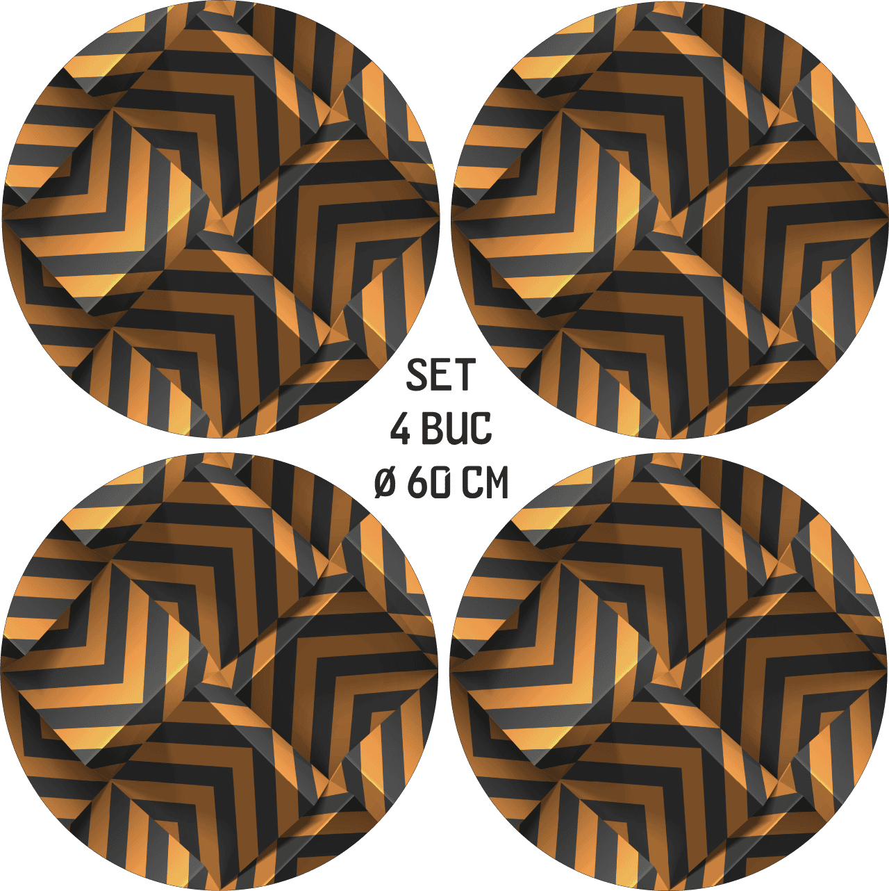 Set 4 Folii Imprimate Outdoor cu EcoSolvent, autoadezive, pentru decorarea jantelor auto, dimetru 60 cm, model FJT-30 FAVLine Selection