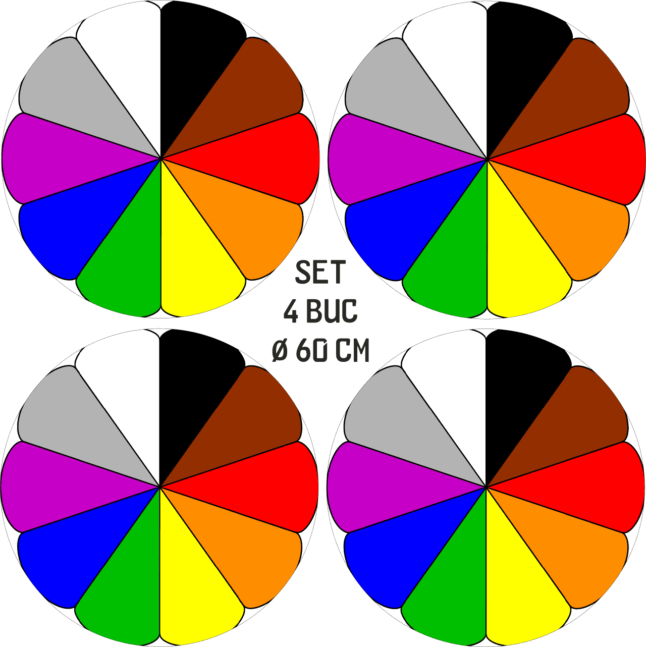 Set 4 Folii Imprimate Outdoor cu EcoSolvent, autoadezive, pentru decorarea jantelor auto, dimetru 60 cm, model FJT-35 FAVLine Selection