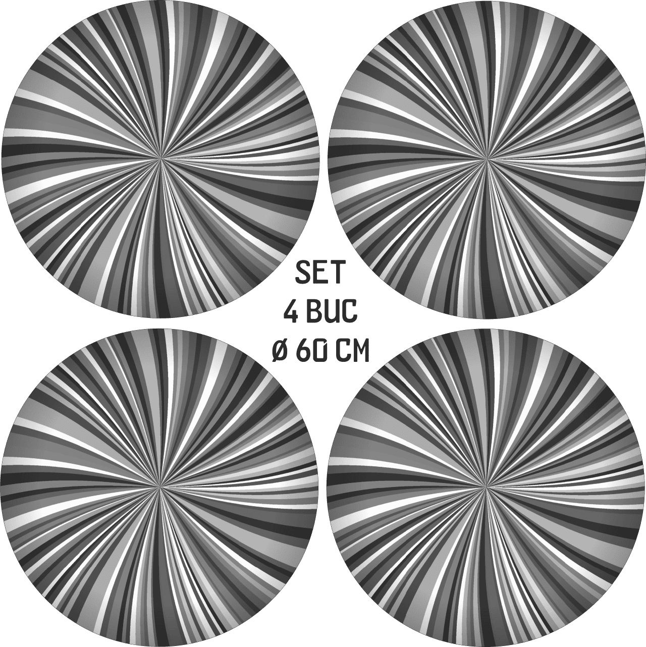 Set 4 Folii Imprimate Outdoor cu EcoSolvent, autoadezive, pentru decorarea jantelor auto, dimetru 60 cm, model FJT-38 FAVLine Selection