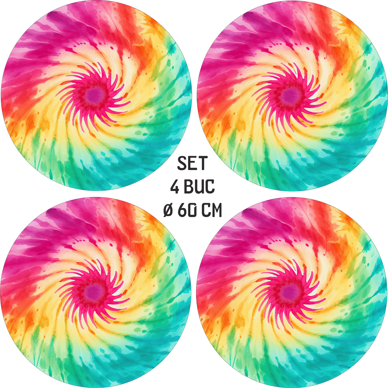 Set 4 Folii Imprimate Outdoor cu EcoSolvent, autoadezive, pentru decorarea jantelor auto, dimetru 60 cm, model FJT-39 FAVLine Selection