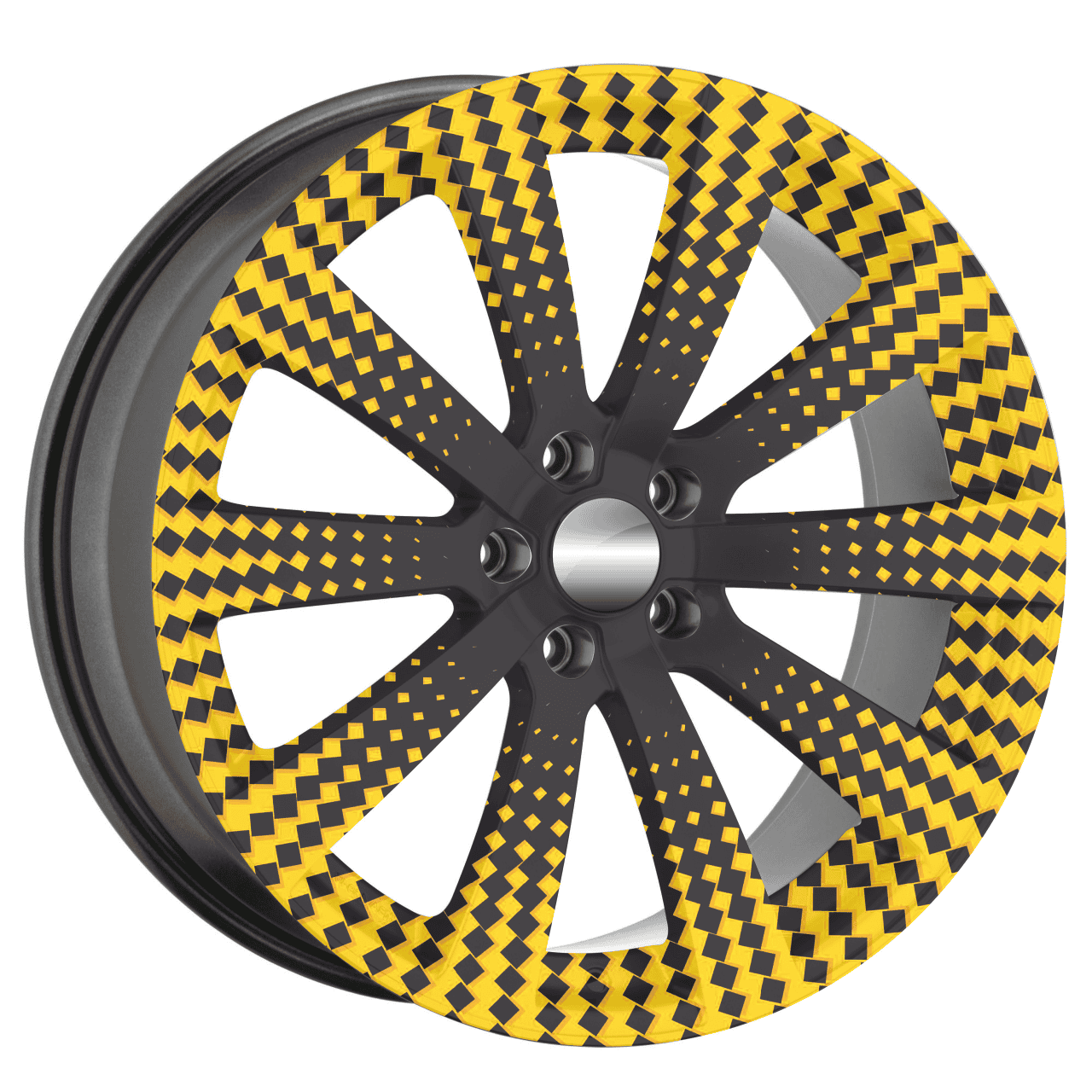 Set 4 Folii Imprimate Outdoor cu EcoSolvent, autoadezive, pentru decorarea jantelor auto, dimetru 60 cm, model FJT-40 FAVLine Selection