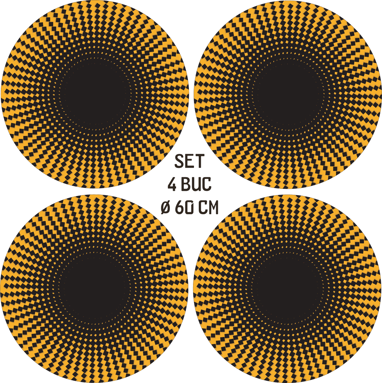 Set 4 Folii Imprimate Outdoor cu EcoSolvent, autoadezive, pentru decorarea jantelor auto, dimetru 60 cm, model FJT-40 FAVLine Selection