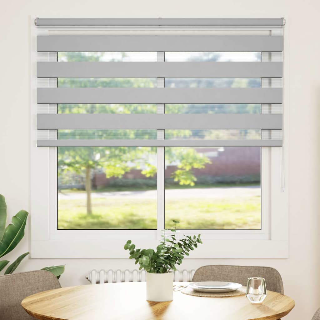 Jaluzea tip zebra gri deschis lățime țesătură 140,9cm poliester GartenMobel Dekor