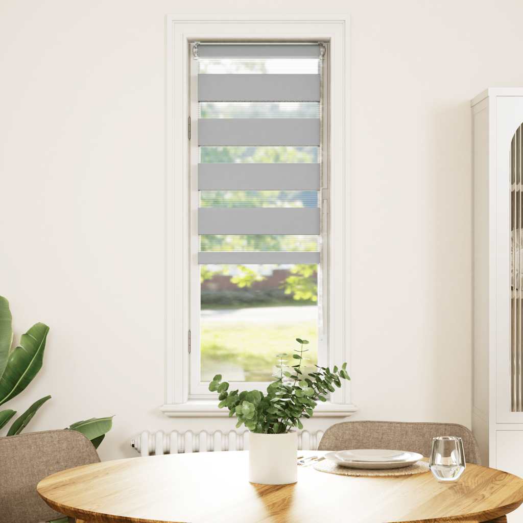 Jaluzea tip zebra gri deschis lățime țesătură 40,9 cm poliester GartenMobel Dekor