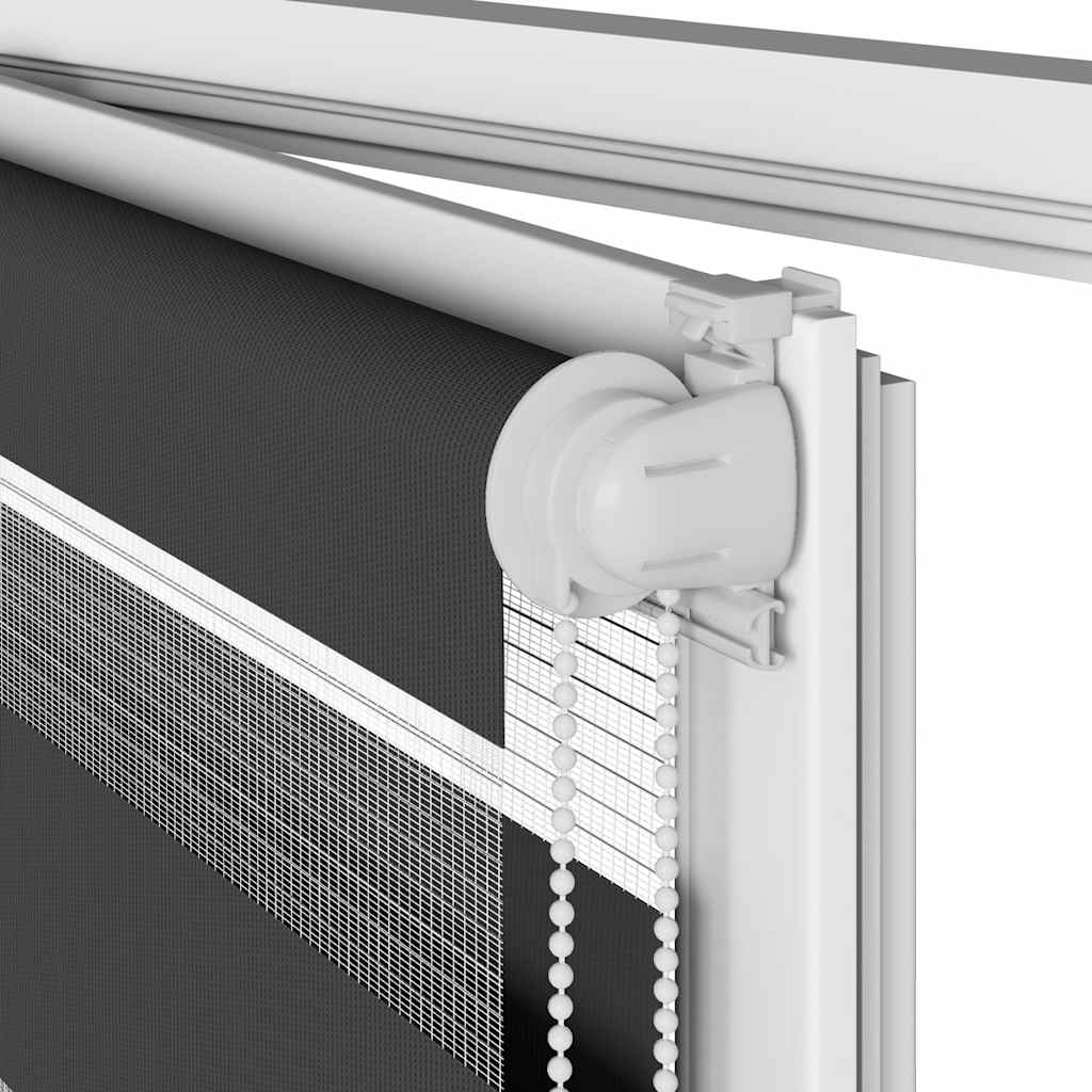 Jaluzea tip zebra neagră lățime țesătură 145,9 cm poliester GartenMobel Dekor